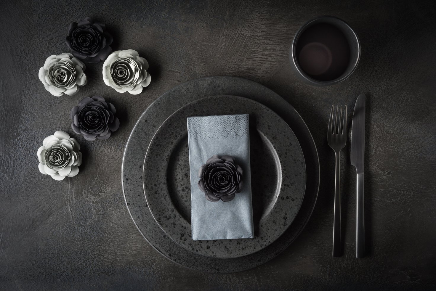 Table Setting with Paper Flowers